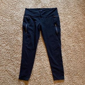 Black Athleta leggings with fancy zippers!